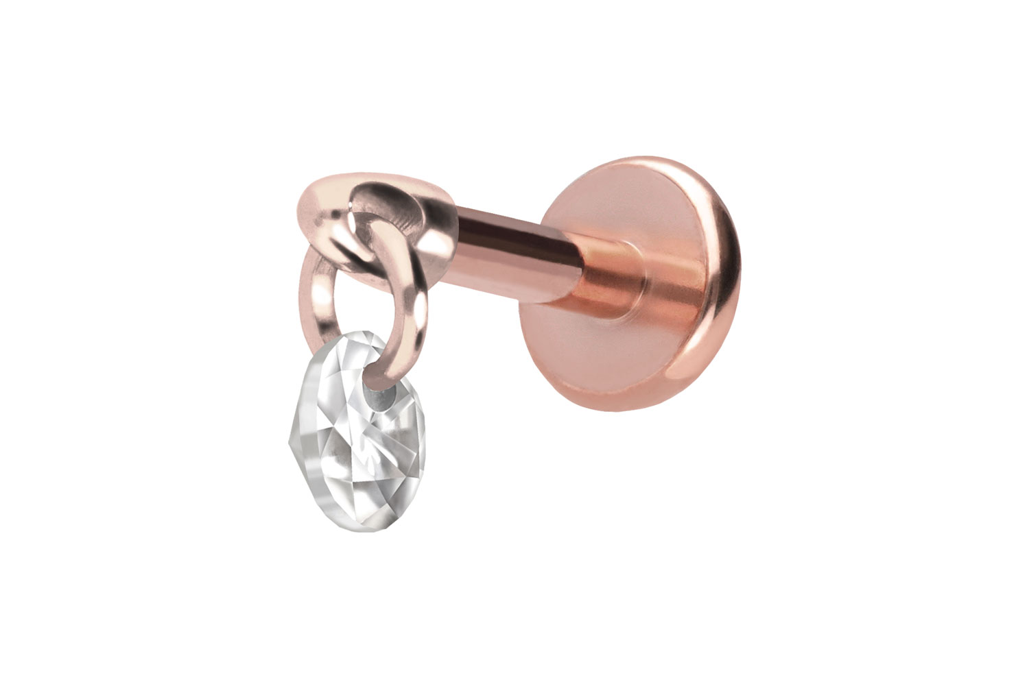 Titan Labret Piercing mit Push Fit RUNDER KRISTALL